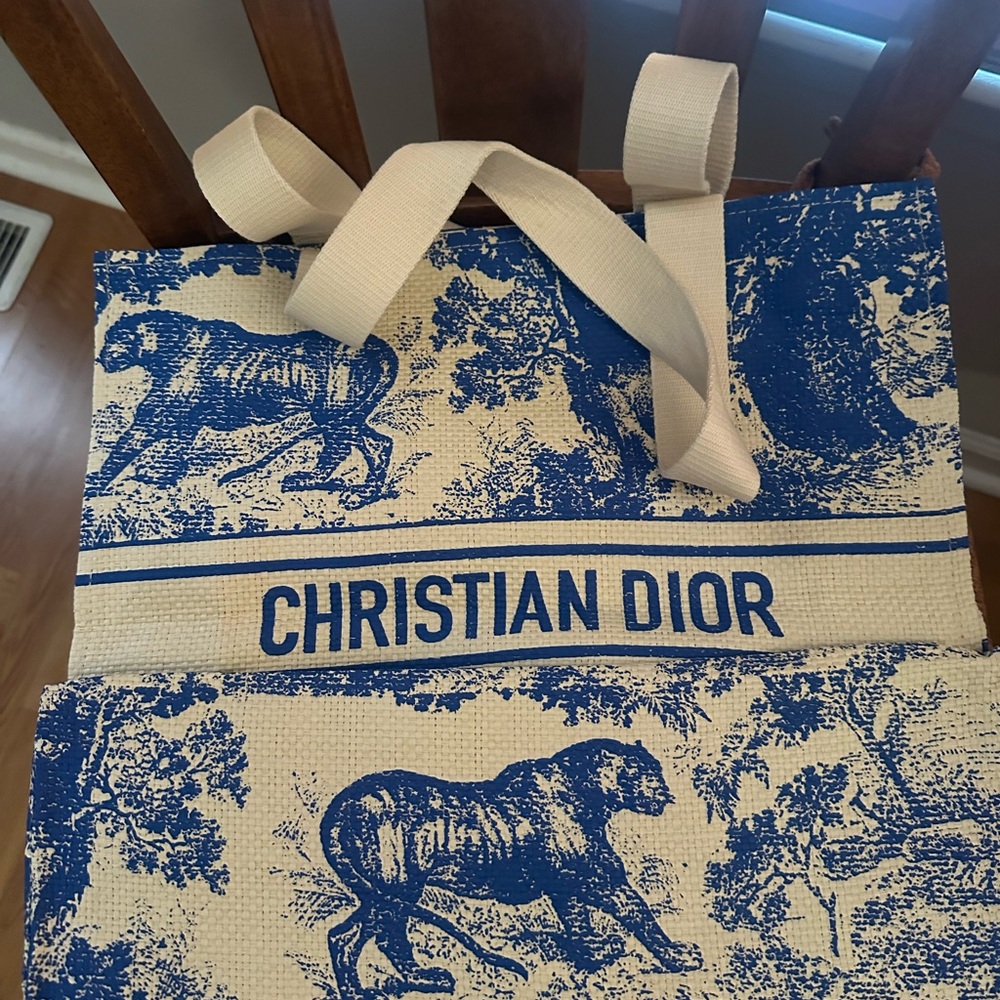 Christian Dior Blue and Cream Tote